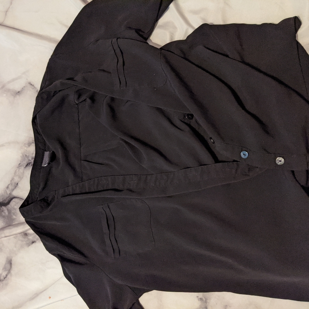 Black, sheer button down top